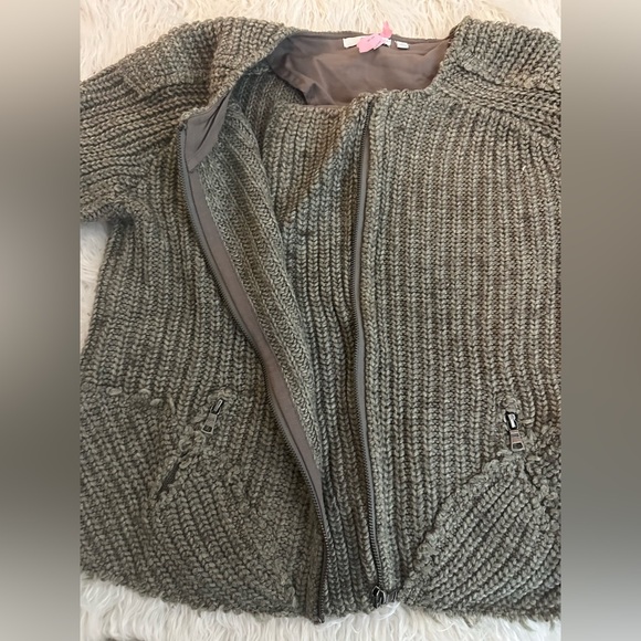 360 Sweater for Free People Zipper Cardigan Jacket Heather Brown Tweed med EUC - Picture 13 of 14